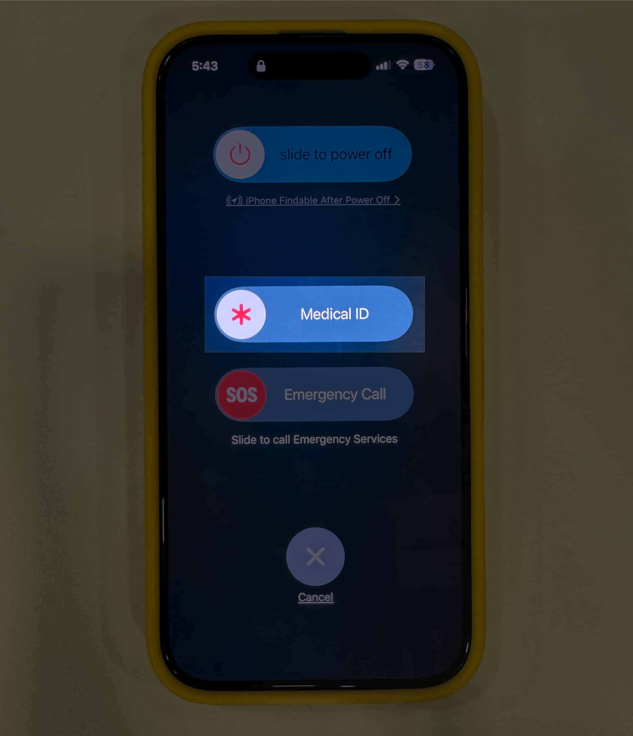 Accessing Medical ID from iPhone lock screen.