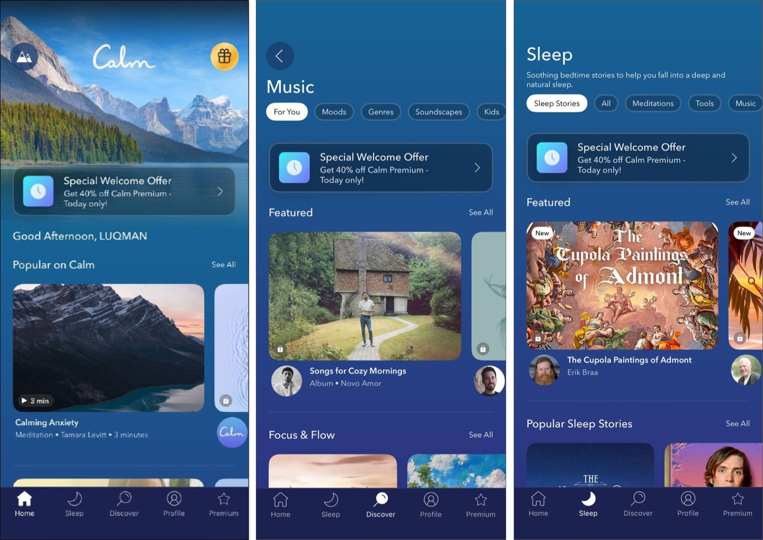 Calm app on iPhone.