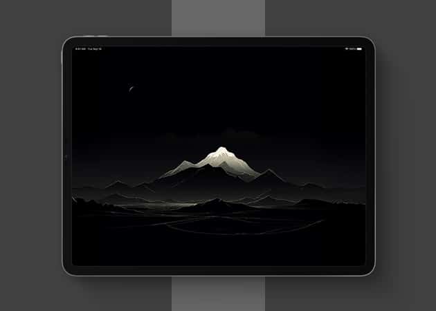 Dark mode iPad wallpaper.