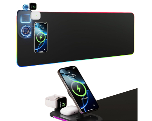 HAUTOCO 3-in1 Wireless Charging Mouse Pad