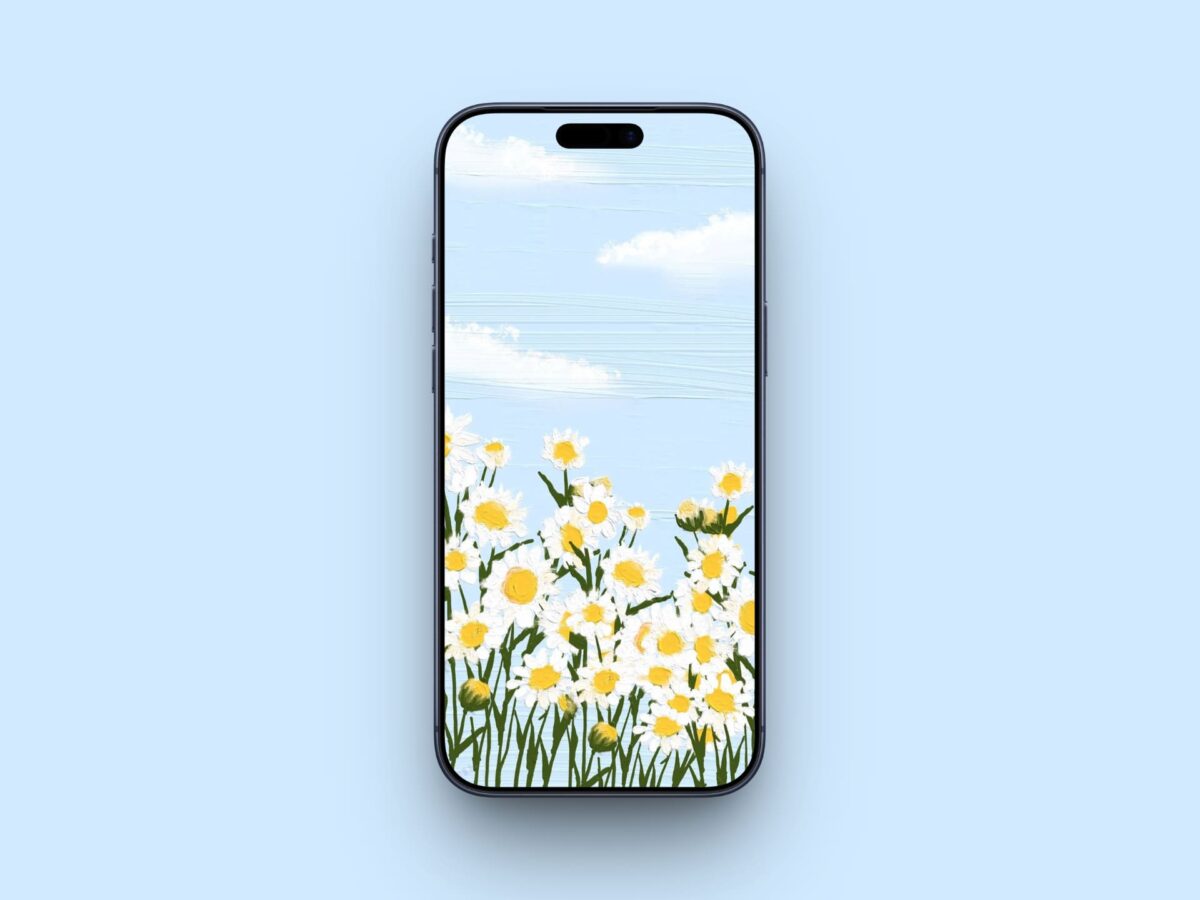 Hand-Painted Daisy Field wallpaper for iPhone