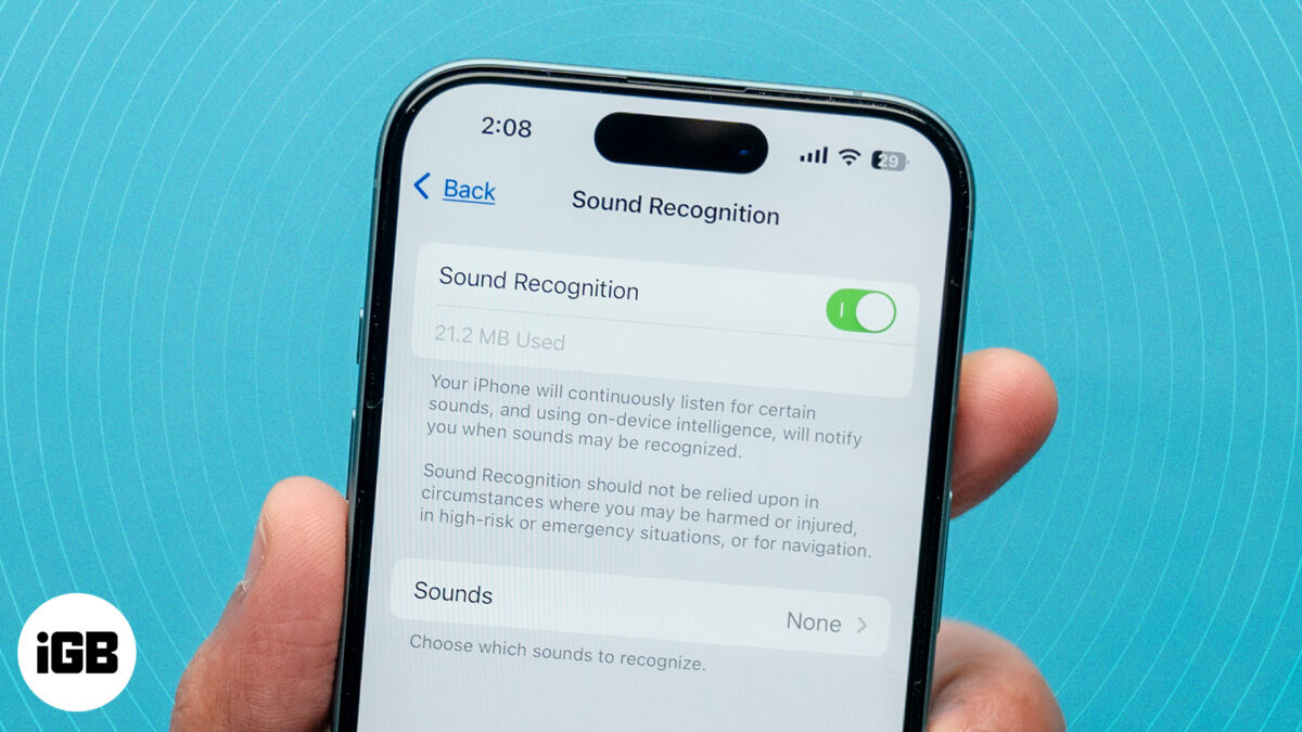 Sound recognition feature on an iphone turned on