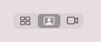 Photo and video mode buttons in the Photo Booth app on a Mac.