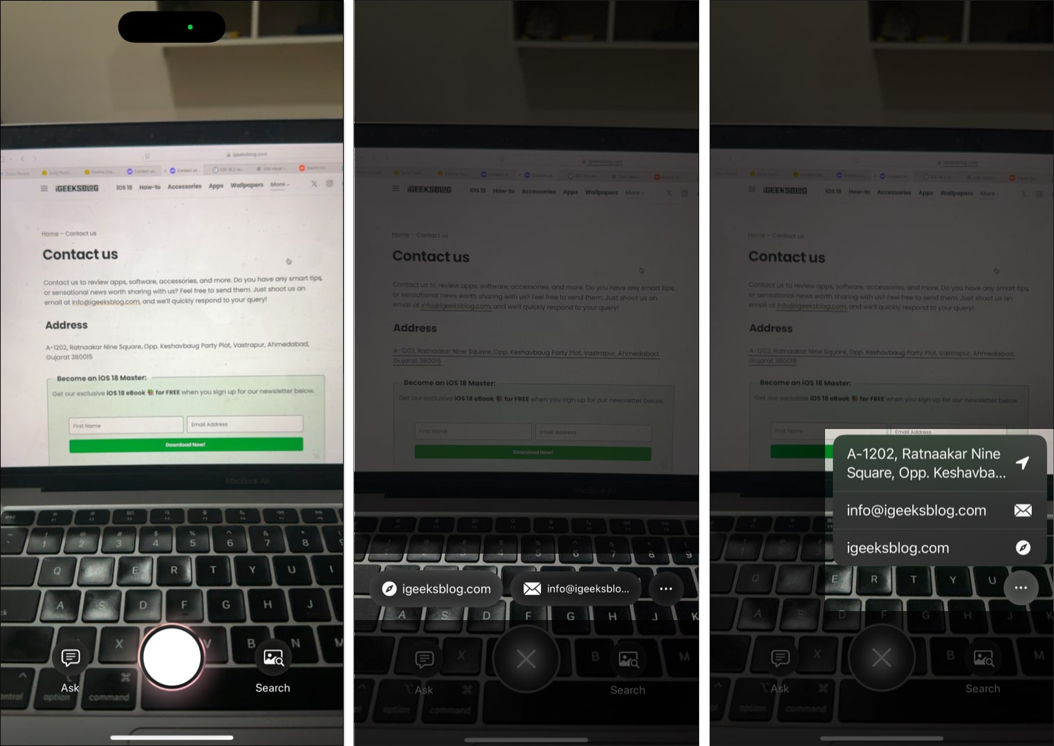 Using Visual Intelligence on an iPhone 16 to summarize text.