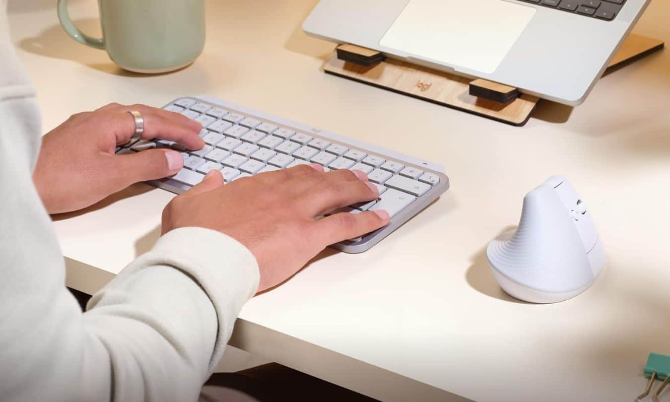 Logitech keyboard and vertical mouse set.