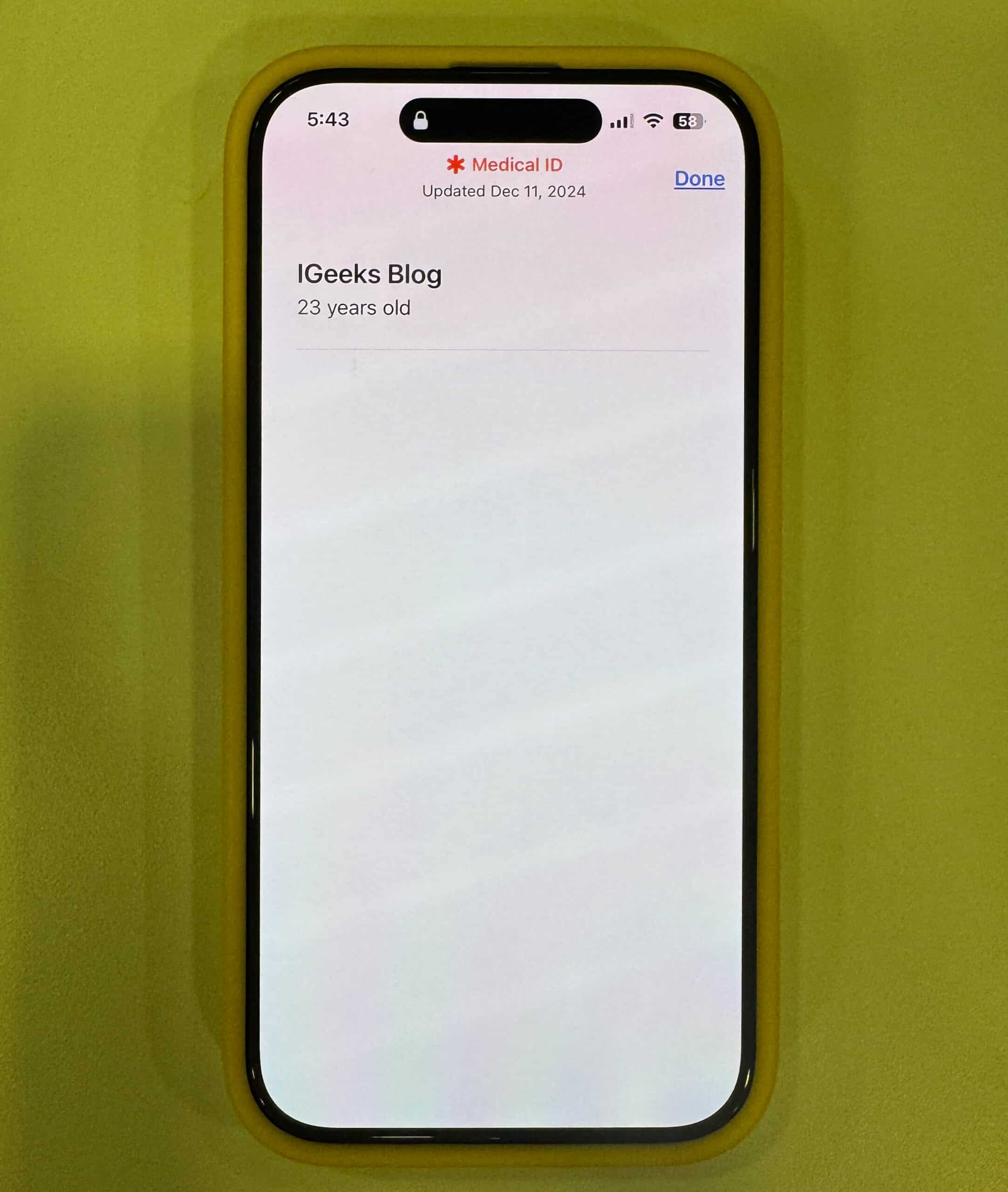 Medical ID on iPhone.