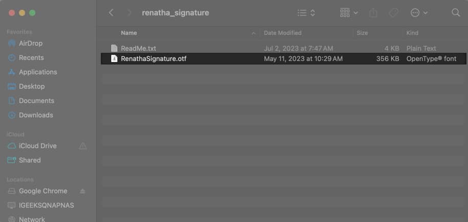 Opening downloaded font on a Mac.