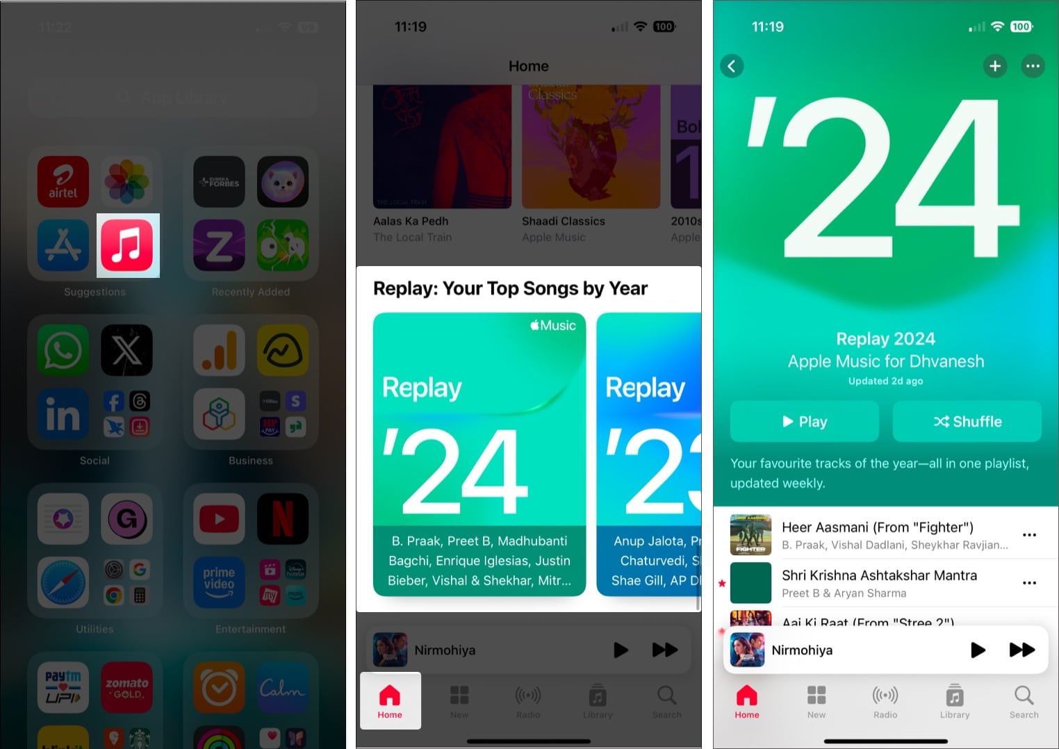 Playing Apple Music Replay 2024 reel.
