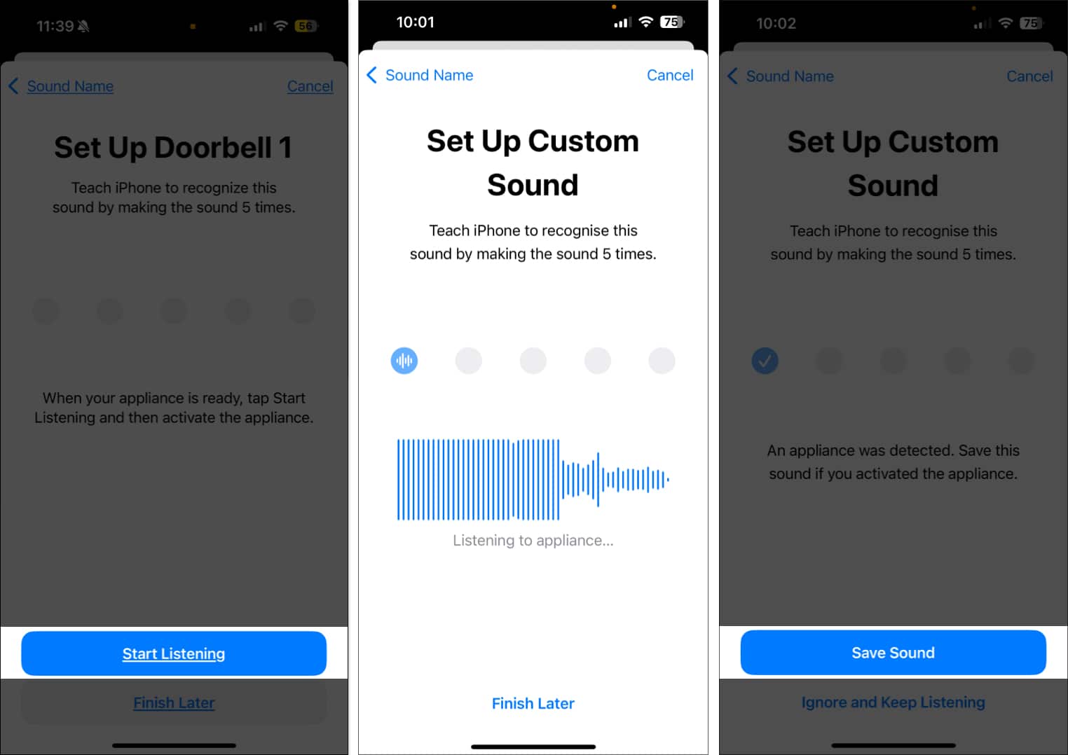 Recording custom sound to have Sound Recognition recognize them and send alerts.