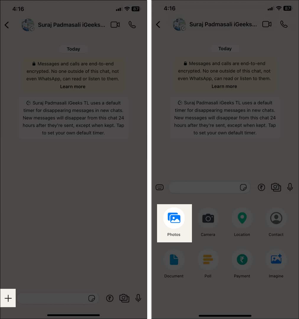 Selecting the Photos option to access the Photos app library on an iPhone.