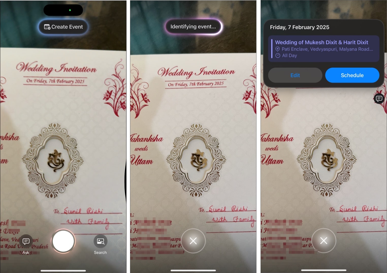 Use Visual Intelligence to create Calendar events.