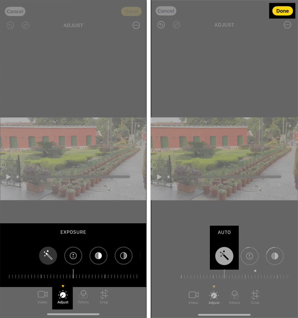 Adjusting color and brightness of the video.