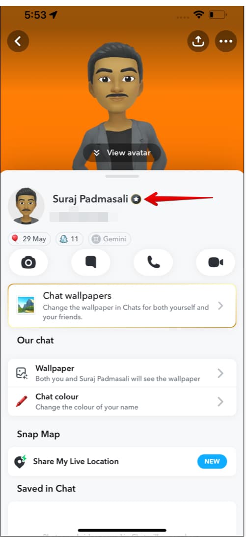 Checking for Snapchat+ Badge on iPhone.
