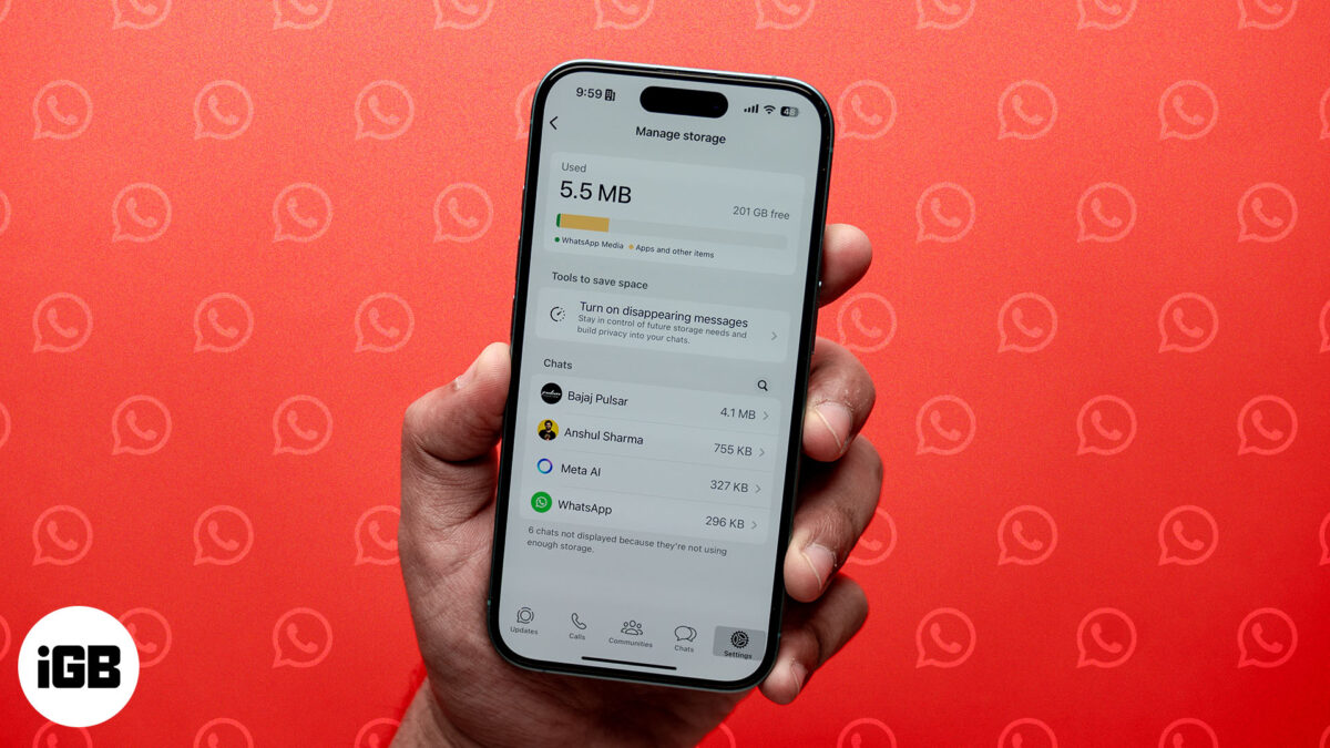 Clearing whatsapp data storage on iphone