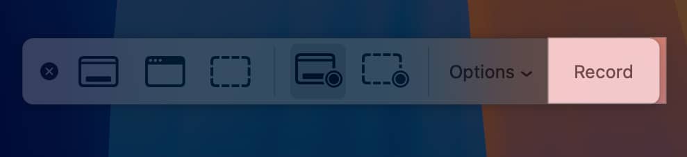 Click on Record on the screenshot panel on Mac.