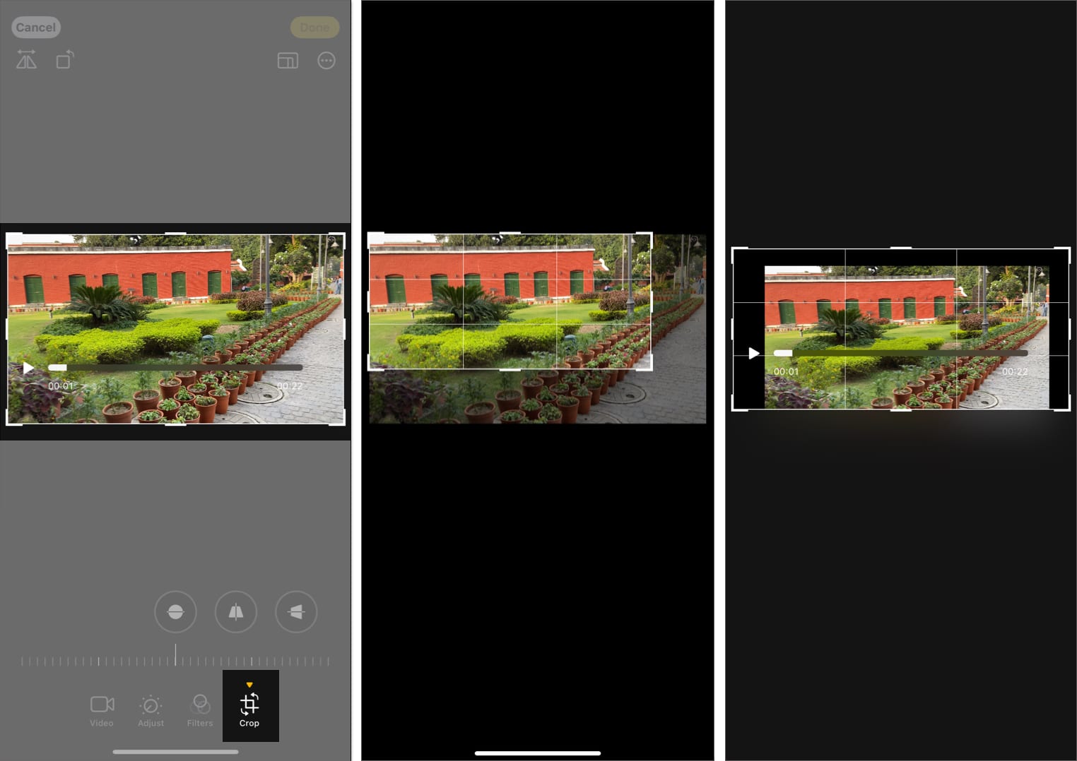 Crop video on iPhone.