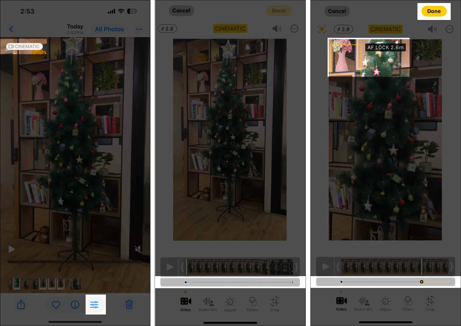 Editing cinematic video on iPhone.