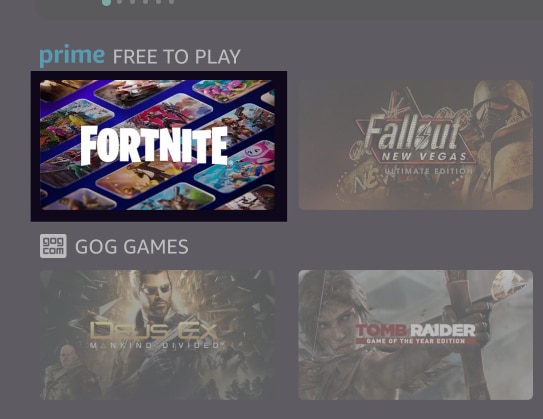Fortnite game on Amazon Luna.