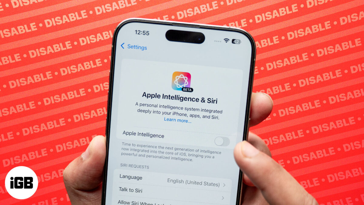 Turning off apple intelligence on an iphone