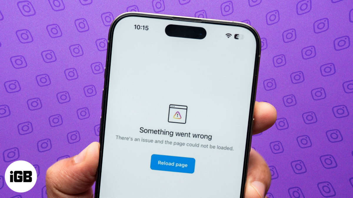 Instagram's something went wrong error on an iphone