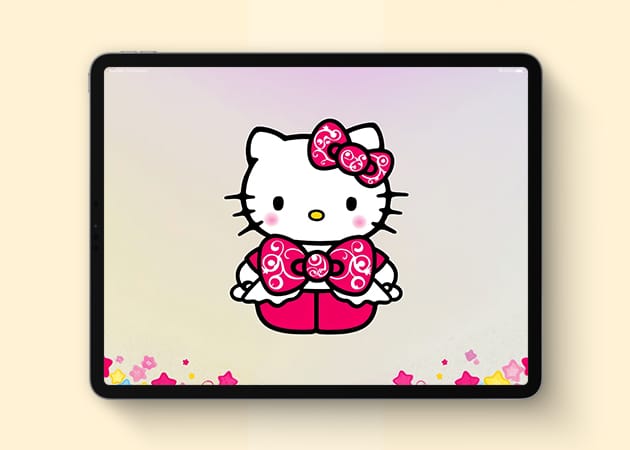 Kawaii Hello Kitty iPad wallpaper.