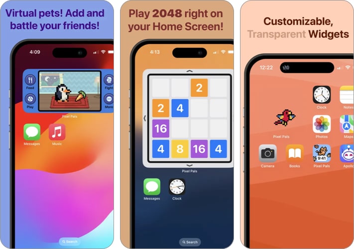 Pixel Pals widget pet game.