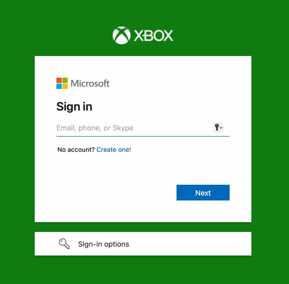 Signing in to a Microsoft account on the Xbox Cloud Gaming website on a Mac.