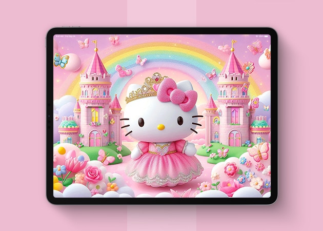 Y2K Hello Kitty iPad wallpaper.