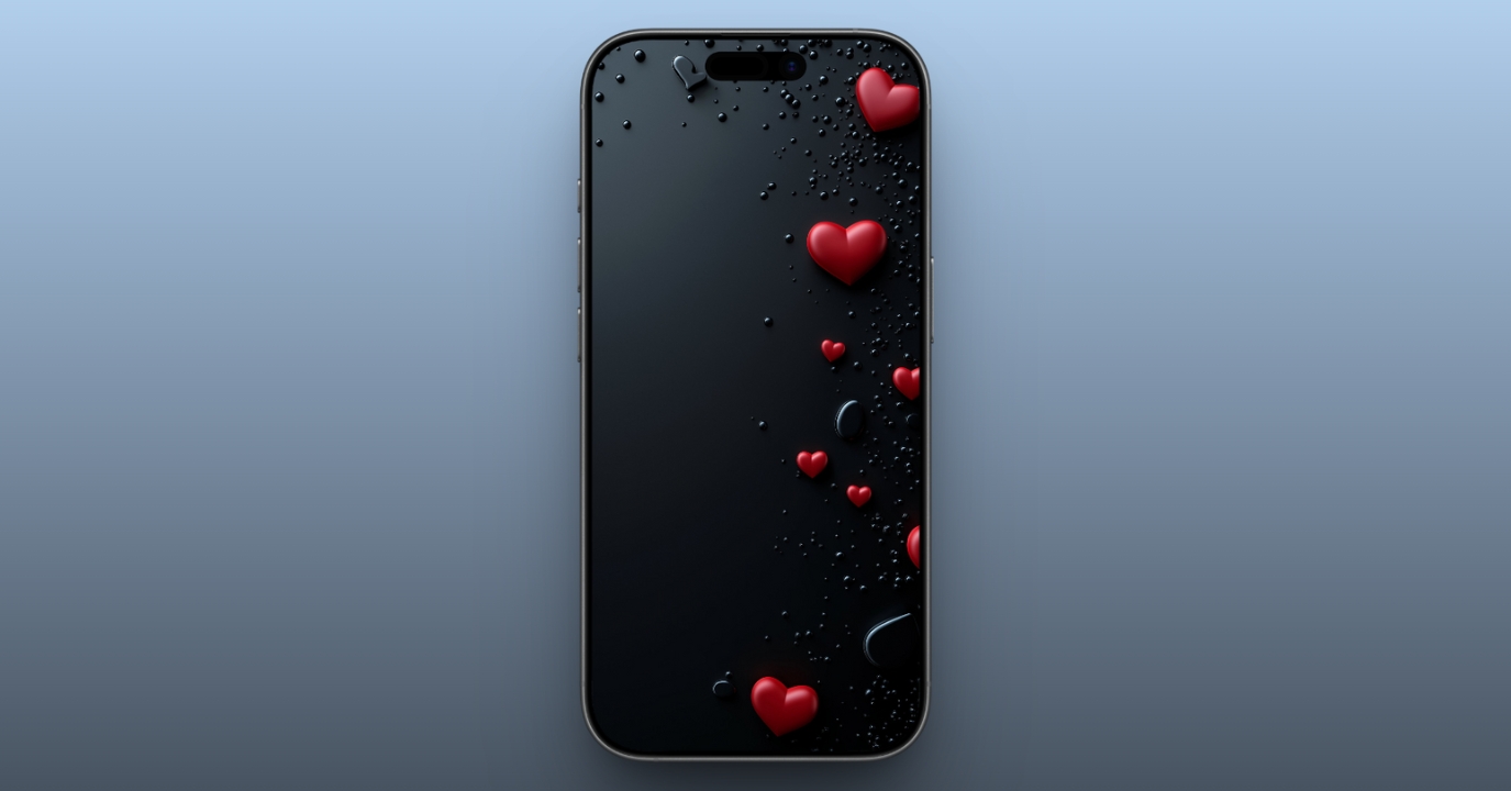 Floating Hearts on Dark Background