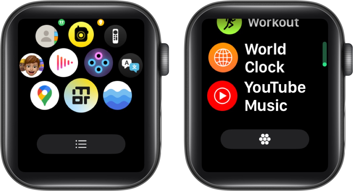 Switch between the grid or list app view