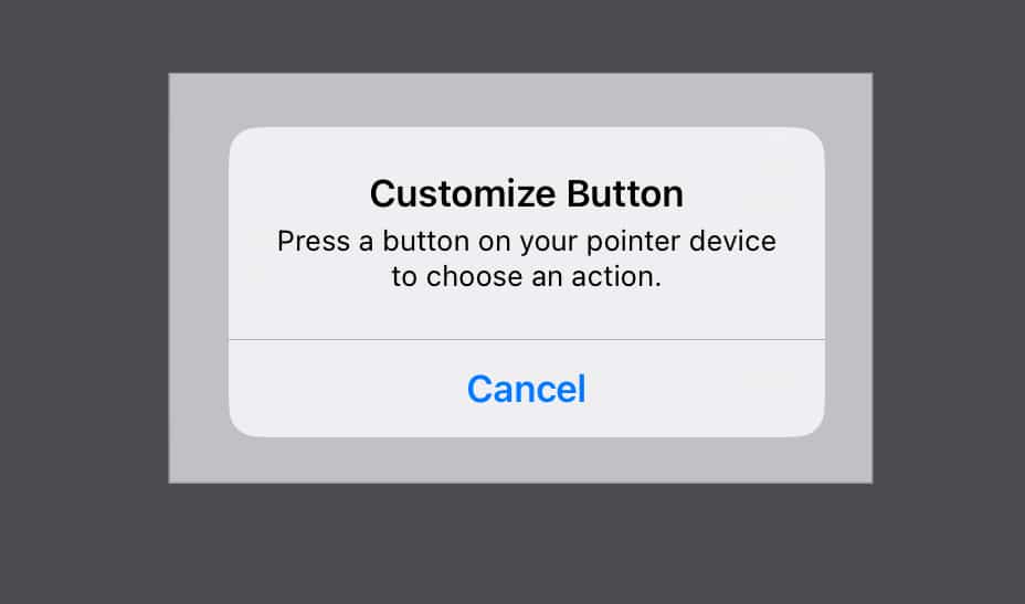 A pop-up prompting to click the mouse button to configure an action.