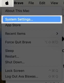 Accessing System Settings on Mac.
