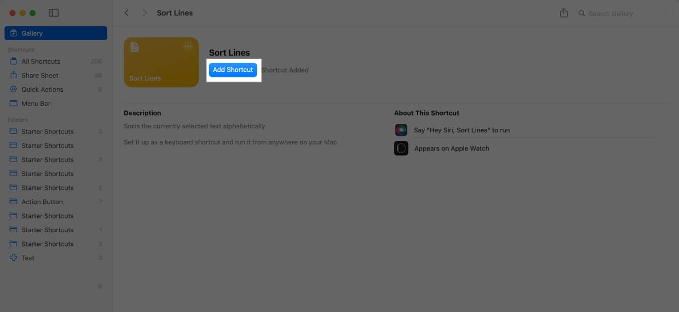 Adding new shortcut on MacBook.
