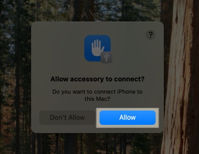 Allowing iPhone to connect to a Mac.