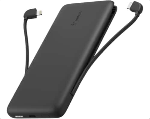Belkin boostcharge portable charger with built in cables.