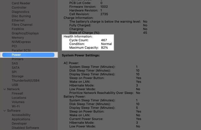 Checking MacBook battery health.