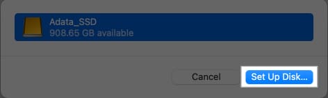 Set Up Disk button.