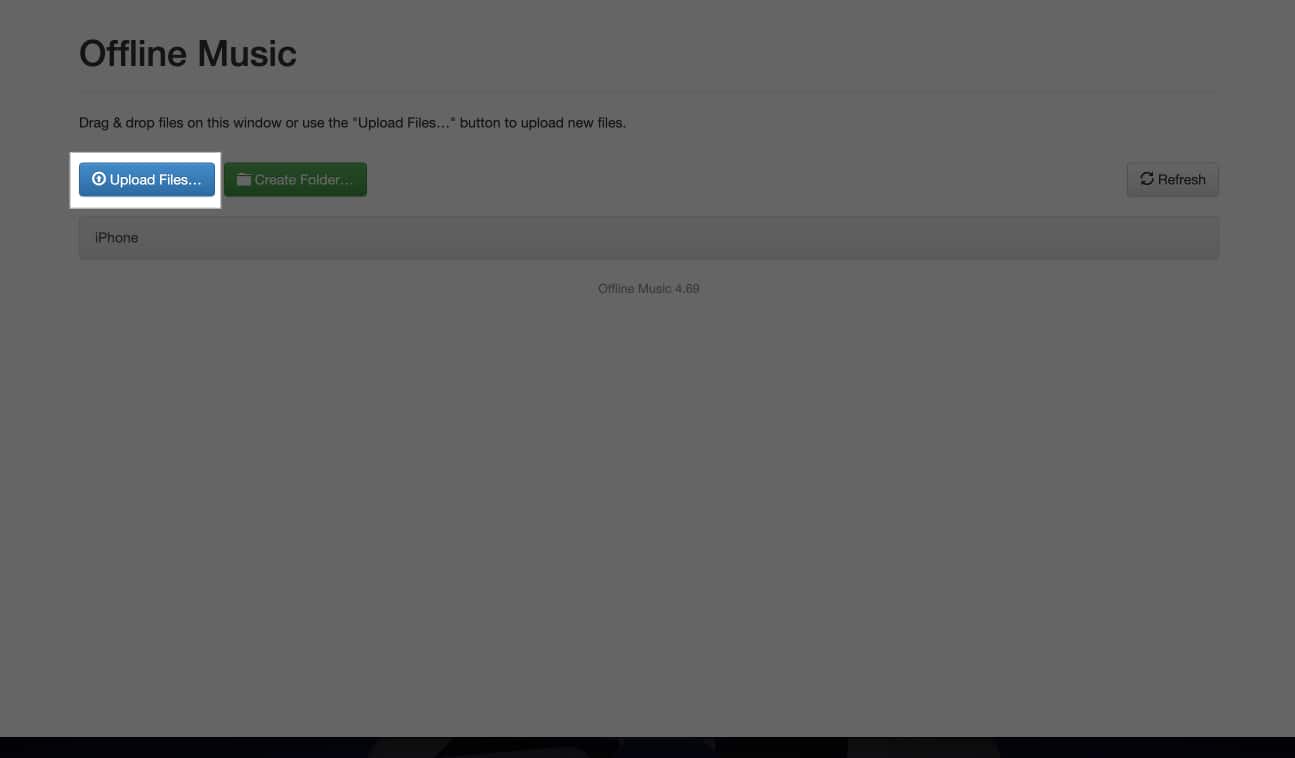 Click on Upload files button on Mac.