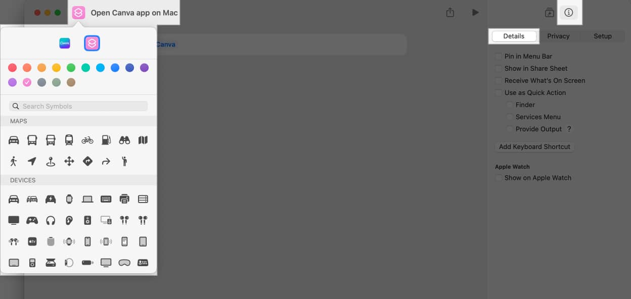 Creating custom shortcut on Mac.