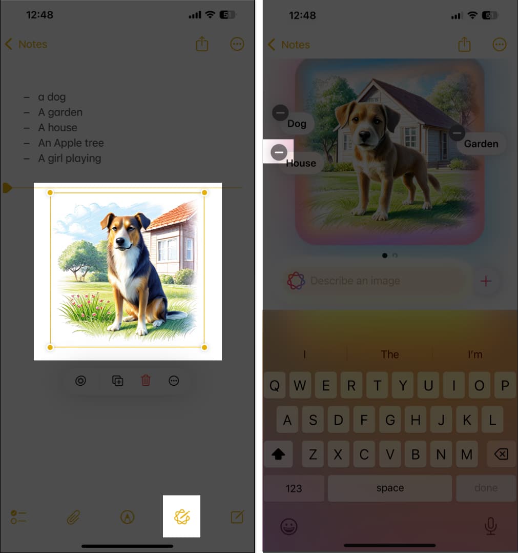 Editing an image created with the help of Image Wand on an iPhone.