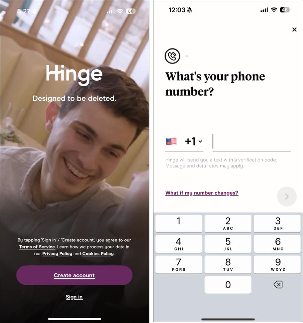 Hinge Dating App for iPhones.