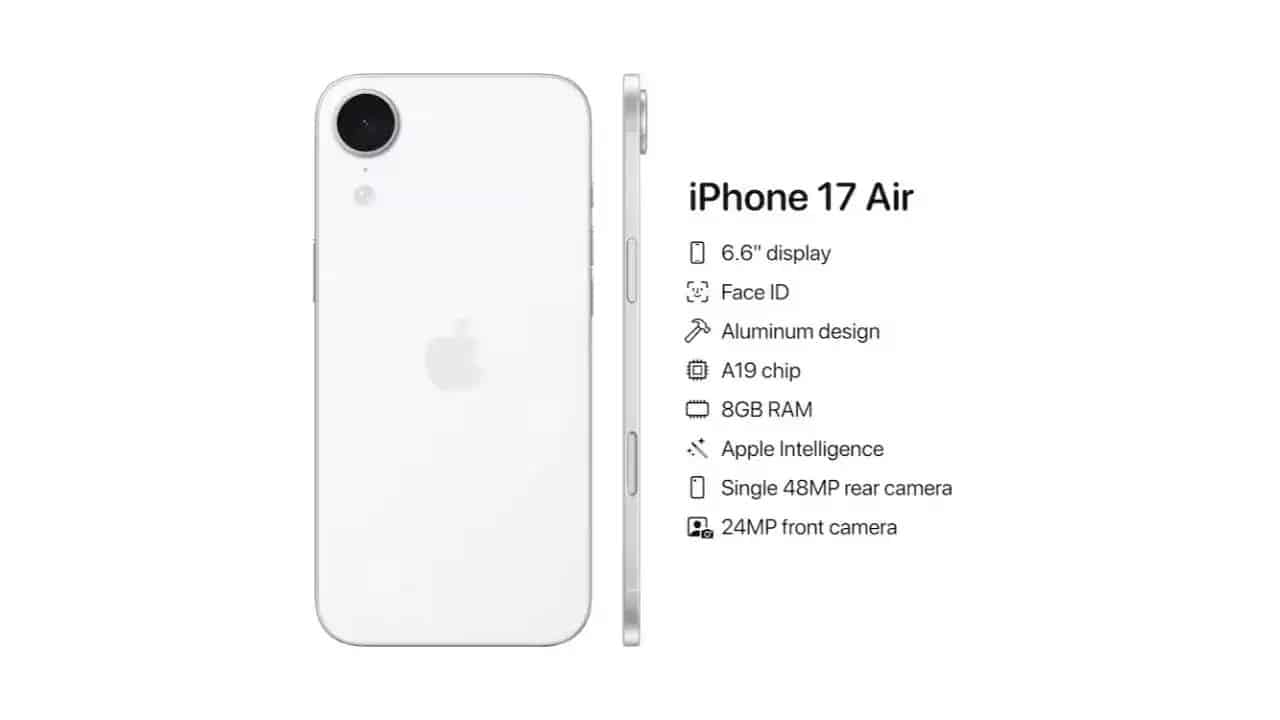iPhone 17 Air specifications.