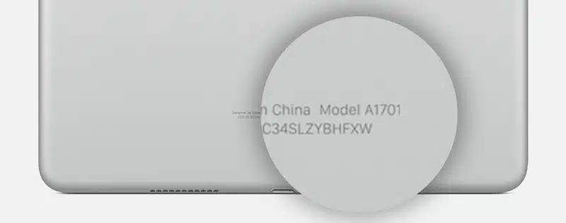identify iPad model number.