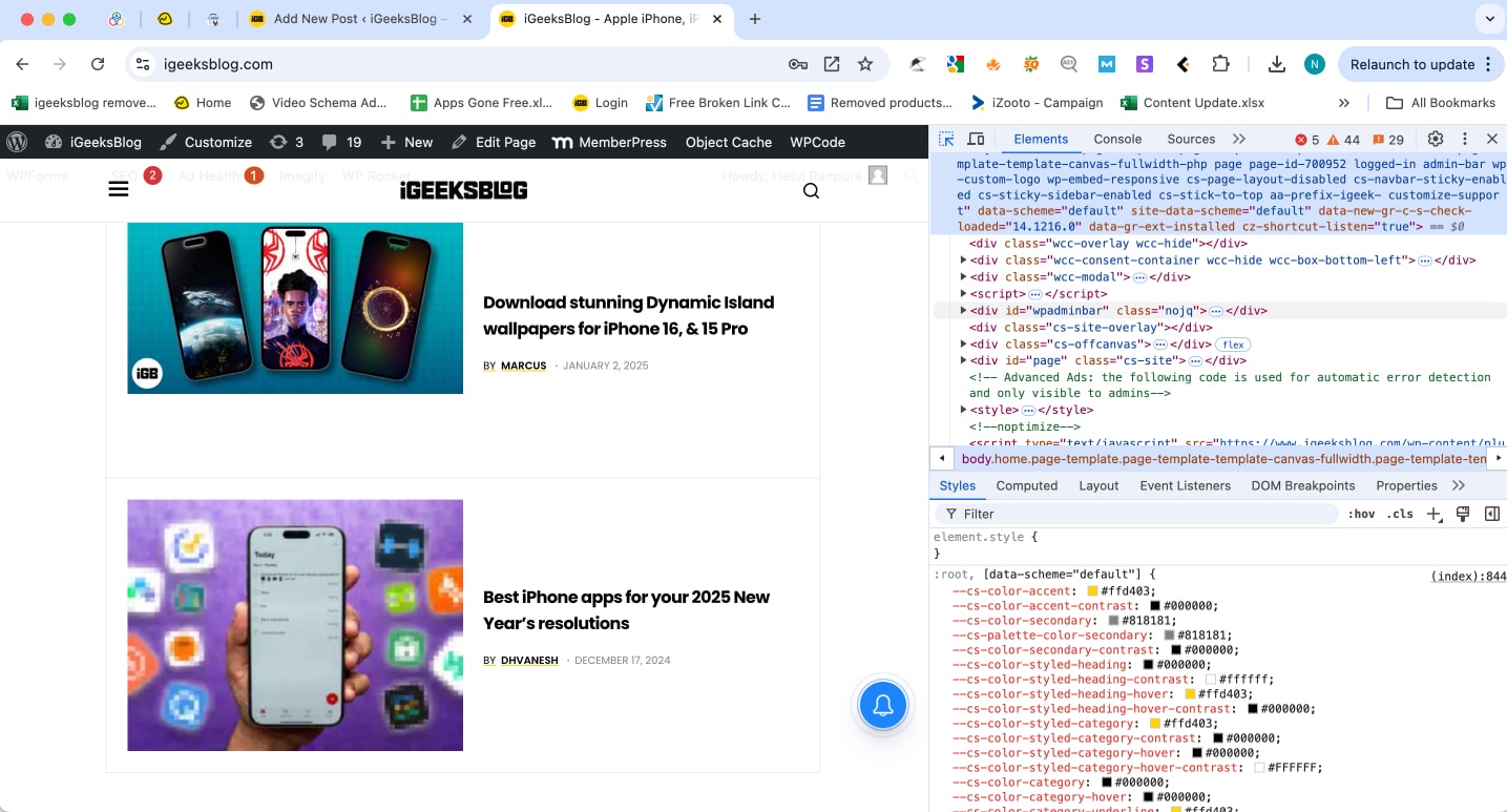 Chrome DevTools on a Mac.