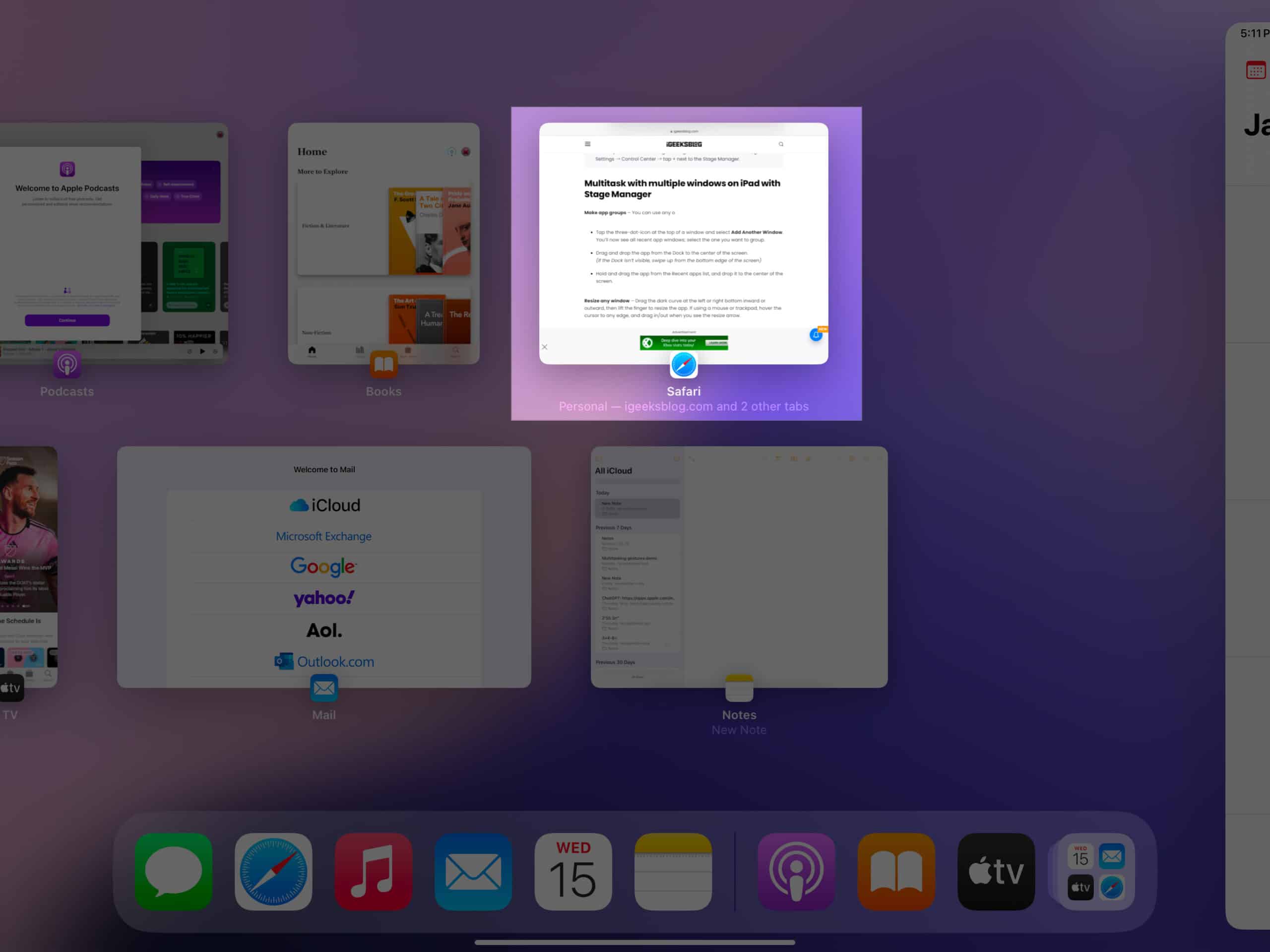 Select any app to group with another app on an iPad.