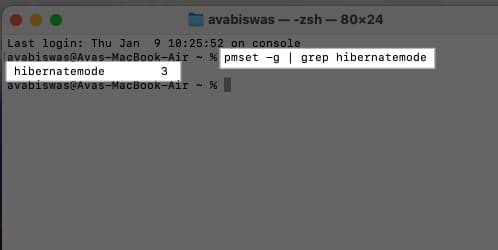 Terminal window on Mac.