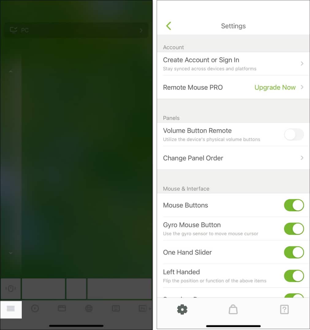 Using iPhone as a mouse for Mac with Remote Mouse app.
