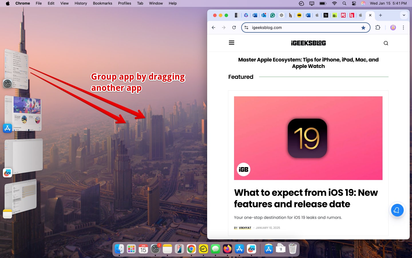 Using Stage Manager on a Mac.