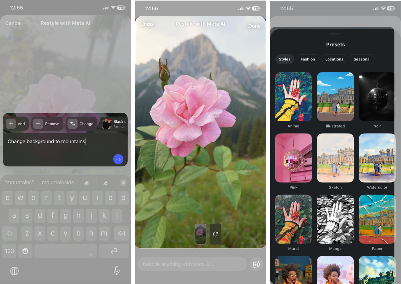 Using AI Prompts to Modify Elements in an Instagram Story.
