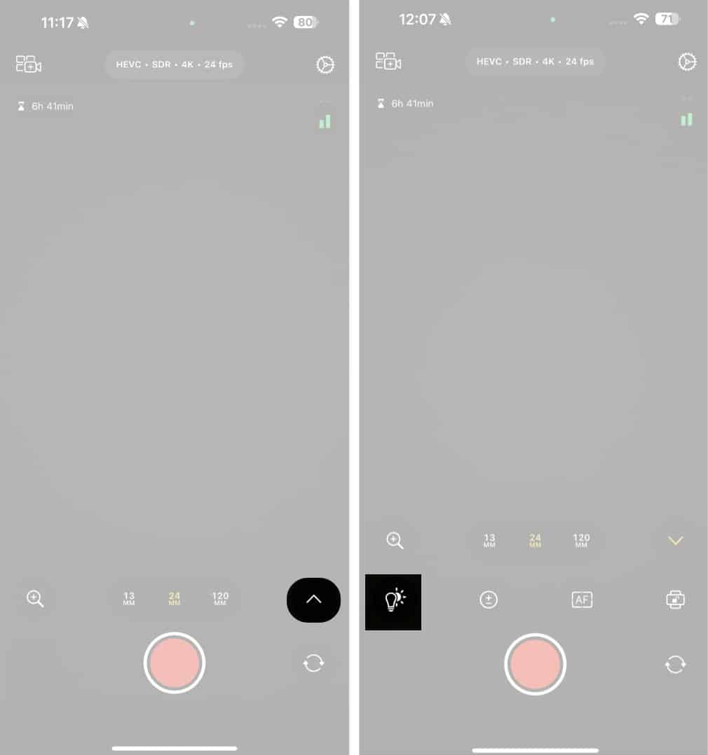 White balance setting in Final Cut Camera app.